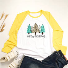 Camiseta manga longa feminina para natal, camiseta para mulheres árvore de natal, outono, casual, 2019 2024 - compre barato