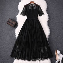 2021 New Summer Women Vintage Lace Dress Gothic Party Sexy Hollow Out Black Short Sleeve Dress Casual 5xl Vestidos Y158 2024 - buy cheap