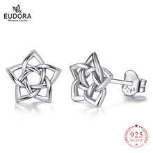 Серьги Eudora из серебра 925 пробы с кельтской звездой, винтажные серебряные серьги-гвоздики со звездами, серьги-гвоздики с цветком, хорошее ювелирное изделие для женщин CYE103 2024 - купить недорого