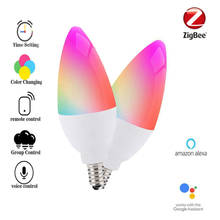 Bombilla LED inteligente Tuya Zigbee 3,0, RGB, CW, Compatible con Alexa, Google Home, Smart Home, E12/E14 2024 - compra barato