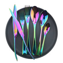 Conjunto de talheres de mesa colorido espelhado, conjunto de talheres de alta qualidade de aço inoxidável, faca, garfo de sobremesa, colher de chá, conjunto de utensílios de cozinha 2024 - compre barato