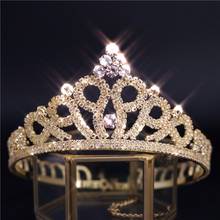 Baroque vintage gold rhinestone pearl flower bridal crowns handmade tiara headband crystal diadem crown wedding hair accessories 2024 - buy cheap