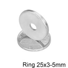 Мощный Магнитный Магнит 25-150 шт., 25-5 мм, отверстие 5 мм, постоянный Неодимовый Магнит 25-5 мм, маленький круглый кольцевой магнит 25*3-5 мм 2024 - купить недорого