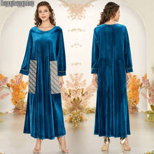 Vestido largo de terciopelo para mujer, caftán Abaya grueso, Túnica turca informal, musulmán, islámico, M-4XL de invierno 2024 - compra barato