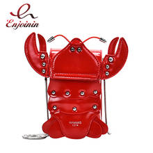 Novel Fashion Red Lobster Women Shoulder Bag Handbag Crossbody Mini Bag Clutch Bag Young Girl's Chain Purse Pu Leather Pouch 2024 - buy cheap