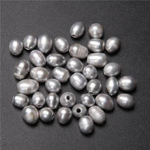 8-9mm Large Hole Natural Pearls Beads Silver Color Pearl Oval Freshwater Loose Pearl Beads for Jewelry Making Necklace DIY Craft 2024 - buy cheap