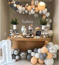 Party Balloons Garland Kit 100 Pack Latex Peach Silver Confetti white Gray Balloons Arch Decorations for Girl Boy Birthday 2024 - buy cheap