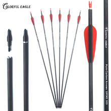 6/12/24PCS Pure Carbon Arrows Spine 300 400 Archery Hunter Nocks Fletched for Compound Bow or Recurve Bow Arrow  Hunting 2024 - buy cheap