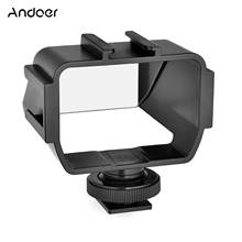Andoer-cámara Selfie Vlog, pantalla de espejo abatible hacia arriba con 3 soportes de zapata fría para cámaras Sony Nikon, micrófono, Mini luz LED 2024 - compra barato