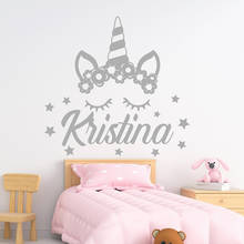 personalized Name wall decal baby room decor girl name decal unicorn Wall Sticker girl bedroom decor Vinyl baby name decal C810 2024 - buy cheap