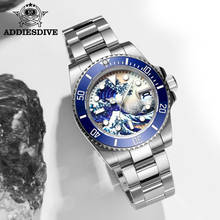 Addies Dive  Men's automatic watch Kanagawa Surfing Full Luminous Dial NH35 Sapphire Ceramic bezel Diver Watch 200M Dive Watch 2024 - buy cheap