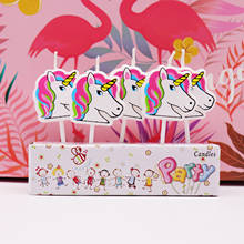 Velas de pastel de flamenco y unicornio de dibujos animados para niños, Decoración de Pastel DIY para fiesta de feliz cumpleaños, regalos para niñas, 1 juego/5 uds. 2024 - compra barato