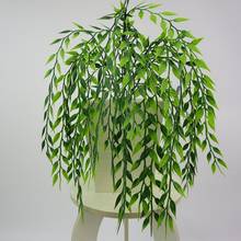 1 ramo de plantas verdes artificiales, mimbre de plástico, decoración colgante de pared para el hogar y la Oficina 2024 - compra barato