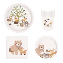 Chicinlife 1Set Woodland Animal Paper Cup Plate Napkin Jungle Animal Baby Shower Happy Birthday Party Decoration Supplies 2024 - buy cheap