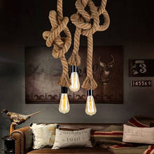 Retro Vintage Hemp Rope Pendant Light Industrial Pendant Lamp Creative Personaly Restaurant Living Room Bedroom CoffeeDecoration