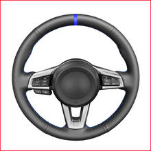 MEWANT Black Artificial Leather Blue Marker Steering Wheel Cover for Mazda MX5 MX-5 2016 2017 2018 2019 2020 2024 - buy cheap