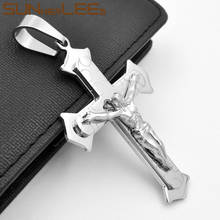 SUNNERLEES 316L Stainless Steel Jesus Christ Cross Pendant Necklace Byzantine Link Chain Men Boys Gift SP235 2024 - buy cheap