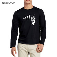 Camiseta de pesca Evolution para hombre, de manga larga Camiseta de algodón, camisetas informales de Fitness para hombre, camisetas de pescador, ropa de calle 2024 - compra barato