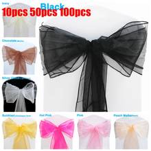 50/100pcs High Quality Sash Organza Chair Sashes Wedding Chair Knot Decoration Chairs Bow band Belt Ties For Banquet Wedd 2024 - buy cheap