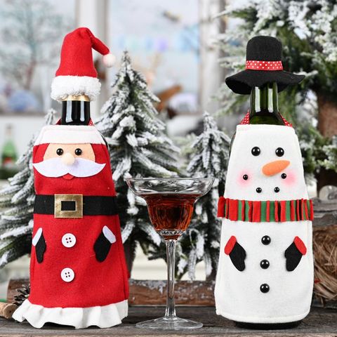 Рождественские красные чехлы для винных бутылок Рождественская вечеринка домашний Декор Санта Клаус Снеговик Шампанское бутылки рождественские фартуки 2022 - купить недорого