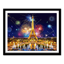 Broca quadrado completo 5d diy diamante bordado paris noite cena diamante pintura ponto cruz strass decoração 2024 - compre barato