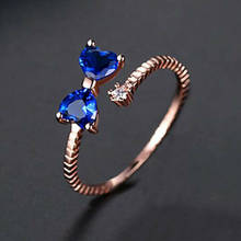 Moda cristal anel aberto bowknot casamento nupcial abertura anéis jóias presentes de festa 2024 - compre barato