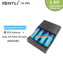 4pcs 1.5v 3000mWh mAh rechargeable Lithium AA battery + 4 slots AA AAA Charger 2024 - buy cheap