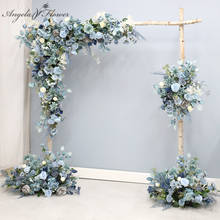 Retro Blue Wedding Arch Decor Props Artificial Flower Row Arrangement Party Photography Backdrop Layout Decor Corner Flowers 2024 - buy cheap