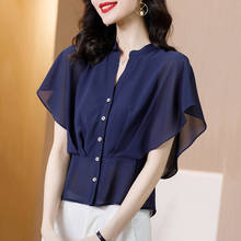 Women's Spring Summer Style Chiffon Blouses Shirts Women's Solid Color Button Short Sleeve Half Sleeve Korean Casual Tops SP648 2024 - buy cheap