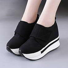 Zapatillas de lona para mujer, zapatos de tacón de 8cm, con plataforma gruesa, informales 2024 - compra barato