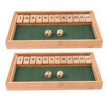 2x Shut the Box Game Wood Board Bar Drinking Dice Fun Toy 12 Number Family Set Kids Mathmatics Learning Toy 2024 - buy cheap