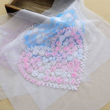 Malla de hilo en forma de corazón para el hogar, Sábana de parche de flor de encaje bordado 3D Rosa hecha a mano, bricolaje, almohada, tela azul claro, 2 piezas 2024 - compra barato