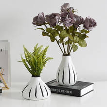 Нордическая современная керамическая ваза с линиями ручной росписи, Минималистичная засушенная Цветочная композиция, мебель для гостиной, домашнее украшение 2024 - купить недорого