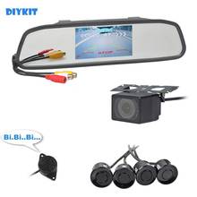 Diykit para monitor de carro, kit com 4 câmeras de estacionamento com radar, visão noturna infravermelho, 4.3 2024 - compre barato