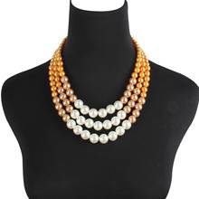 Collar con perlas estéticas para mujer, joyería decorativa con Cuentas grandes en capas, 2020 2024 - compra barato