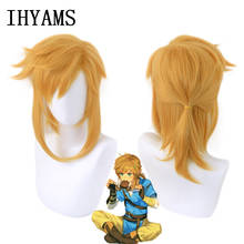 Zelda: Breath of the Wild enlace corto Golden Pony cola resistente al calor Cosplay del pelo de peluca + gratis peluca gorro 2024 - compra barato