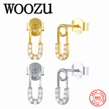 WOOZU Genuine 925 Sterling Silver Luxury Mini Small Pin Stud Earrings for Women Paper Clips Clothes Ear Jewelry Accessories Gift 2024 - buy cheap