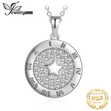 JewelryPalace Star Roman Numeral Round 925 Sterling Silver Cubic Zirconia Pendant Necklace Women Fashion Coin Necklace No Chain 2024 - buy cheap