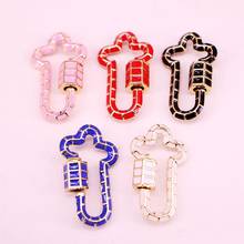 10PCS, MIX Color Enamel Lock Carabiner, Cross Shaped Screw Clasp Jewelry Accessories 2024 - buy cheap