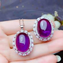 charming big size purple amethyst ring and necklace jewelry set women 925 silver necklace birthstone good color birthday gift 2024 - buy cheap
