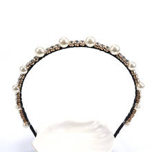 Za faixa de cabelo com strass feminina, faixa de cabelo de pérola falsa com cristais, joia de marca luxuosa para mulheres e meninas, 2019 2024 - compre barato