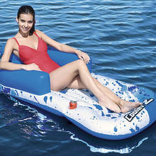 Silla de cubierta azul gigante para piscina, flotador inflable de verano, cama de aire plegable, tumbona de playa, balsa flotante, tabla de natación, novedad de 2021 2024 - compra barato