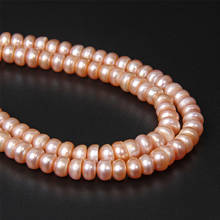 7-8 GradeAAA Flawless Good Luster Freshwater Pink Pearls Beads Natural Flat Round Button Pearl Chain For Jewelry Making DIY 14'' 2024 - buy cheap