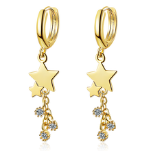 Novo design fashion 925 brincos de prata esterlina com diamantes e estrelas fofos de orelha fivelas para mulheres joias de enfeite 2024 - compre barato