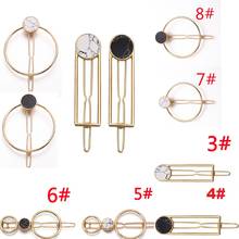 Fashion Hot Women Girls Hair Clip Metal Circle Square Hair Clips Natural Stone Hairpins Barrettes Wedding Hair Clip Accessories 2024 - buy cheap