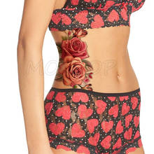 Розовый цветок Роза переводная вода тату наклейки для женщин тело грудь искусство Временная девушка браслет на талию флэш тату Цветок 2024 - купить недорого
