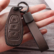 Genuine Leather Car key chain ring cover case holder For Ford Focus 2 3 4 MK2 MK3 MK4 Kuga Edge Mondeo Fusion Ecosport Fiesta 2024 - buy cheap