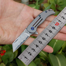 D2-llavero con mango de aleación de titanio de acero damasco, Mini cuchillo plegable portátil EDC, cuchillo de bolsillo, regalo, cuchillo de supervivencia para acampar 2024 - compra barato
