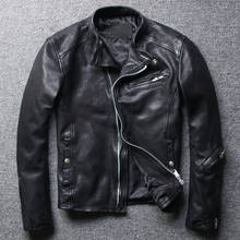 mens Free shipping,Brand slim genuine Jacket,black fashion soft sheepskin coat,Cool leather clothing.quality 2024 - buy cheap