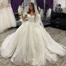 Vestido De novia De encaje con hombros descubiertos, lujoso Vestido De boda con apliques, con cordones en la espalda, talla grande, 2020 2024 - compra barato